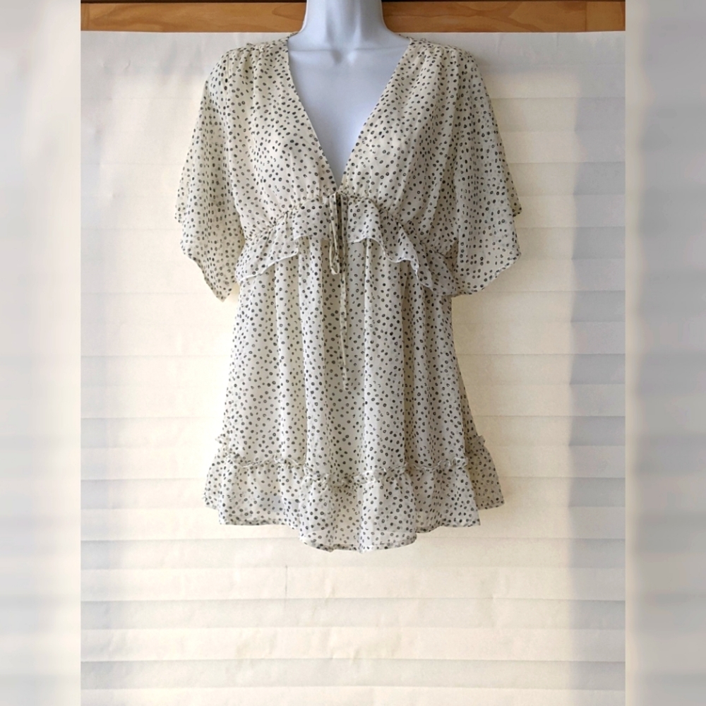 L Love Women's Polka Dot Babydoll Top